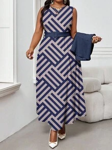 SHEIN Lady 春夏秋冬休闲优雅圆领喇叭裤系带纽扣中长袖休闲优雅蓝色连衣裙职业装女装套装大码优雅通勤纯色夹克和条纹撞色连衣裙两件套秋季女装商务休闲女装秋装女士办公室服装女士休闲套装女士工作服女士工作服女士套装女士秋装女士优雅服装女士秋装女士休闲服装女士办公室服装商务休闲女装秋装女士工作服 - 彩色 - 查看 5