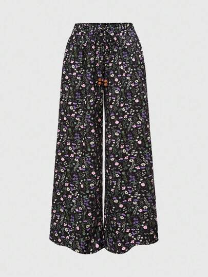 Fairycore Women's Casual Floral Wide Leg Pants