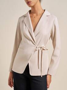 INAWLY 米色系带修身女式西装外套 - 米色 - 查看 1