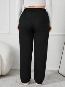 EURMUSE Plus Size Wide Leg Pull On Sweatpants With Cords