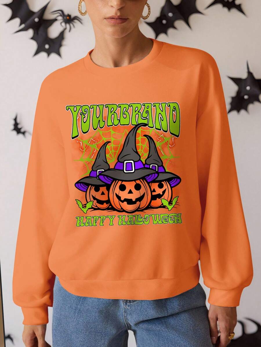 Glamance Putra Dikjaya Áo nỉ dài tay in hình bí ngô in khẩu hiệu Halloween dành cho nữ, Áo nỉ Halloween mùa thu Áo nỉ màu cam Áo nỉ bí ngô Áo nỉ bí ngô Halloween Áo nỉ Halloween dễ thương Áo nỉ mùa thu - Nhiều màu - Xem 1