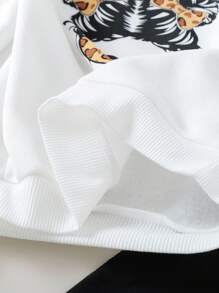 SHEIN 2 件套女婴可爱卡通图案长袖运动衫和裤子套装，秋冬秋季衣服 - 彩色 - 查看 10