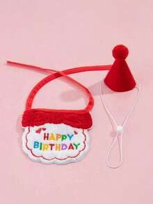 PETSIN 2pcs/Set Pet Cat Dog Birthday Costume, Made Of Polyester, Cartoon Cute Accessories For Birthday, Party, Holiday Celebration