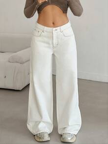 EURMUSE 女式前扣口袋休闲裤，日常休闲