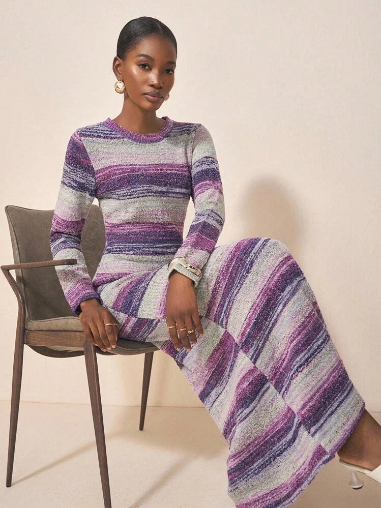 a line maxi sweater dress Zivah Women's Autumn Grey Elegant Brunch Long Sleeve Bodycon A-Line Dress,Gradient Color Knitted Dress,Versatile Casual Birthday Party Wear SALE_NOTOUTLET Sleeve Maxi Sweater Dress Size:5X Never Worn Galia Lahav