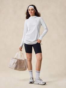 OutZeal 女士白色防晒外套 夏季日常休闲长袖上衣 防紫外线 凉爽触感丝滑柔软 及臀长度 侧边抽绳 - 白色 - 查看 6