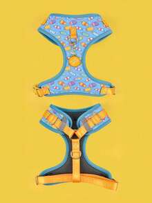 Zazumi 情人节和新年礼物 奢华设计高品质五金金色金属扣时尚印花宠物背带和 1 个配色 ID 标签 适合中小型和大型小狗节日礼物