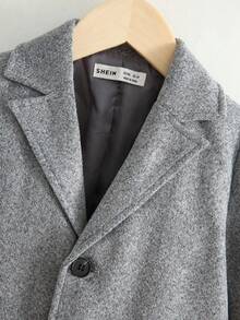SHEIN 男小童1入組西裝領翻蓋細節花呢外套 - 灰色 - 查看 8
