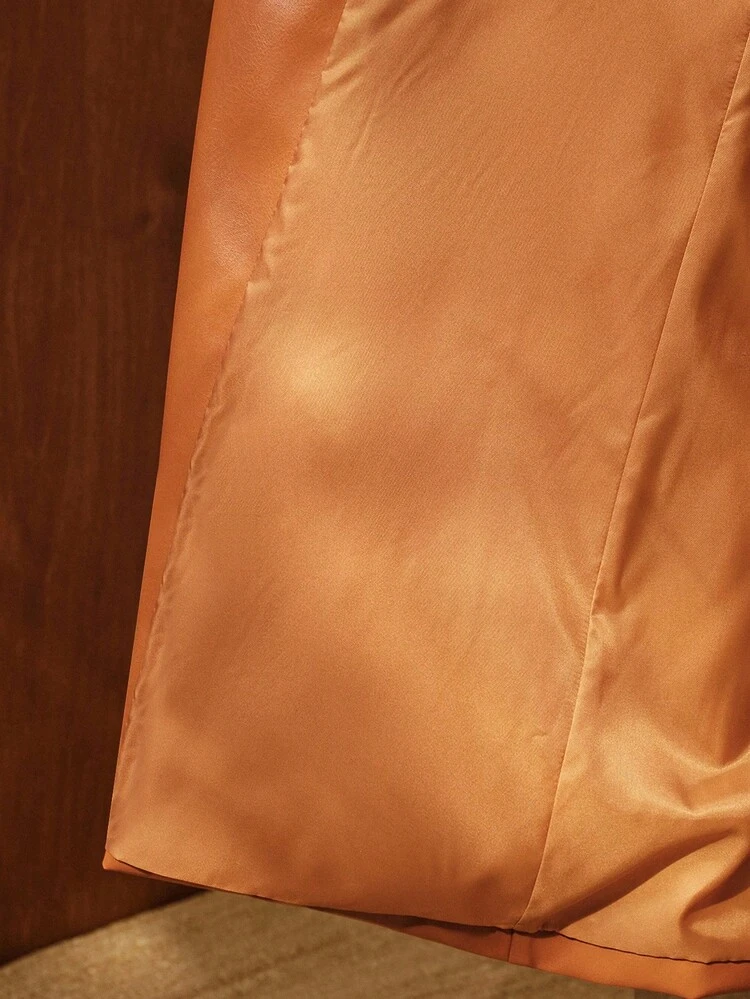 Nueva chaqueta de piel sintética de unicolor clásico para otoño/invierno, abrigo exterior versátil y elegante de largo regular para mujer