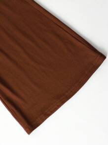 SHEIN 青少年女孩宽松休闲舒适圆领卡通印花T恤和喇叭裤套装 - 卡其色 - 查看 4