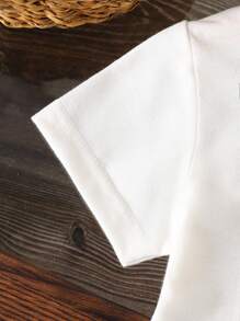 Baby Girls' Bowknot Printed Round Neck Short Sleeve Top