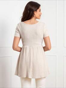 Miaspire 女士纯色前扣短袖休闲 T 恤，日常穿着