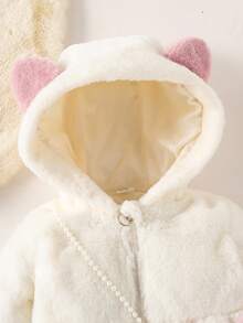 Baby Mädchen Lässige Kapuzenjacke mit süßer Cartoon Umhängetasche, Herbst/Winter