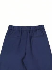 Calvornis 休闲直筒纯色纽扣口袋男士西装裤 - 藍色 - 查看 6