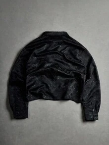 TOKVUE Men's Fashion Casual Jacquard Rhinestone Embellished Shirt, Fall, Long Sleeve Top - Black - View 6