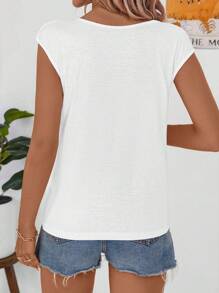 EMERY ROSE Casual V-Neck Watercolor Lemon & Text Print Camisole Tank Top For Women, Suitable For Summer,Casual - White - View 4