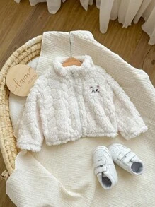 SHEIN 新生女童加厚长袖立领羊毛外套 - 彩色 - 查看 5