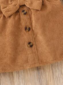 SHEIN Elladie kids Baby Girls Casual Versatile Long Sleeve Top And Skirt Set Fall Winter - Black - View 7