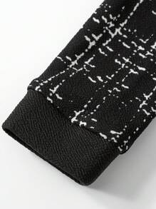 青少年女孩休闲简约舒适纽扣设计圆领长袖连衣裙 - 黑色 - 查看 6