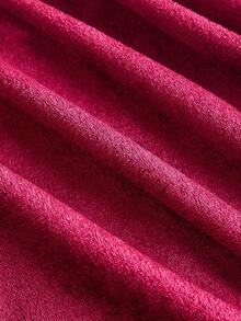 SHEIN MOD 加大码勃艮第红复古荷叶边装饰短款喇叭迷你裙，适合舞会、派对和活动 - 酒紅色 - 查看 4