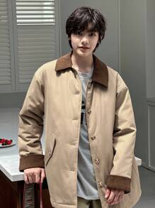 DAZY Youth (Boys) Contrast Color Padded Coat, Fall - Khaki - View 5