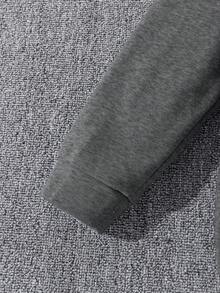 SHEIN 2 件套青少年男孩服装套装：连帽运动衫和慢跑裤，经济实用，适合上学、通勤、休闲、运动 - 深灰色 - 查看 3