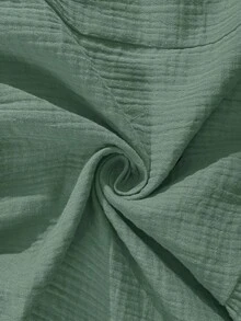 Amorya Vestido Camisole Elegante e Romântico Feminino de Tecido de Chiffon Texturizado Verde Sólido com Ombros à Mostra e Bainha Franzida, Primavera/Verão Férias