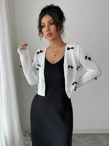 Chiquease 女款蝴蝶结装饰休闲轻便开衫 - 彩色 - 查看 5