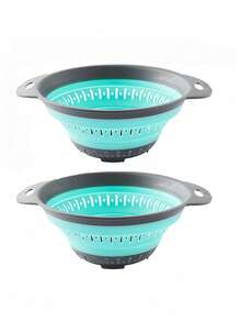 SHEIN 1pc/2pcs Foldable Collapsible Drain Basket, Small/Large, Square/Round Shape, Space-Saving Storage, Convenient For Kitchen Vegetable Fruit Cleaning And Rapid Draining - Multicolor - View 13