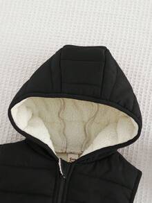 Cozy Pixies Newborn Baby Boy Cartoon Bear Pattern Hooded Fleece Vest Cardigan,In Fall/Winter - Black - View 3