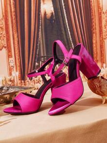 CUCCOO TILAWA 女式尖头铆钉高跟凉鞋 - 玫紅色 - 查看 1