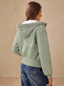 Wildy 秋装 冬装 大衣 鼠尾草绿色棉质羊毛夹克 女士休闲保暖连帽夹克，秋冬女士夹克 短款夹克 外套 女士绗缝夹克 女士冬装 女士秋装 女士轻便夹克 女士西部服饰 女士绗缝夹克