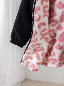 SHEIN Áo khoác có mũ lót giữ nhiệt họa tiết da báo cho bé gái, đa năng cho mùa thu/đông - Nhiều màu - Xem 9