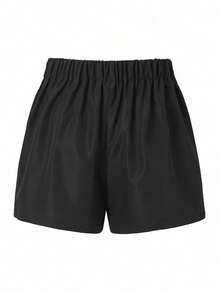 Chiquease Falda-pantalón De Color Sólido Con Abertura - Negro - Ver 2