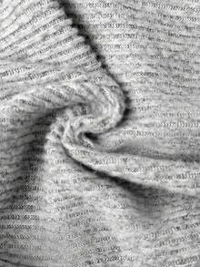 SHEIN Unity 杏色羊毛罗纹面料前开拉链短款修身长袖连帽衫和复古喇叭裤简约休闲运动百搭衣橱必备女士春秋套装 - 灰色 - 查看 8