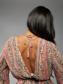 MISSGUIDED Chiffon Snake Print Long Sleeve Mini Dress Ruched Waist Deep V Neck Puff Sleeve Empire Waist Party Club Night Out Spring Fall Fashion 2024 - Multicolor - View 5