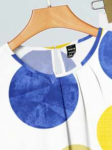 SHEIN Clasi Bộ 2 áo ba lỗ cổ tròn họa tiết chấm bi và quần ống rộng thoải mái cho nữ, phù hợp cho mùa hè - Nhiều màu - Xem 4