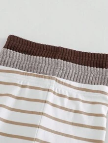 SHEIN 6pcs Baby Boy Minimalist Soft Comfortable Ribbed Solid Color Knitted Ribbed Long Sleeve Top And Pants Pajama Set, Cozy Sleepwear - Multicolor - View 4