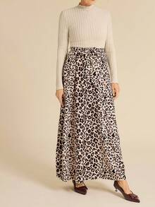 SHEIN LUNE 女士纯色拼布立领长袖休闲长裙 - 彩色 - 查看 6