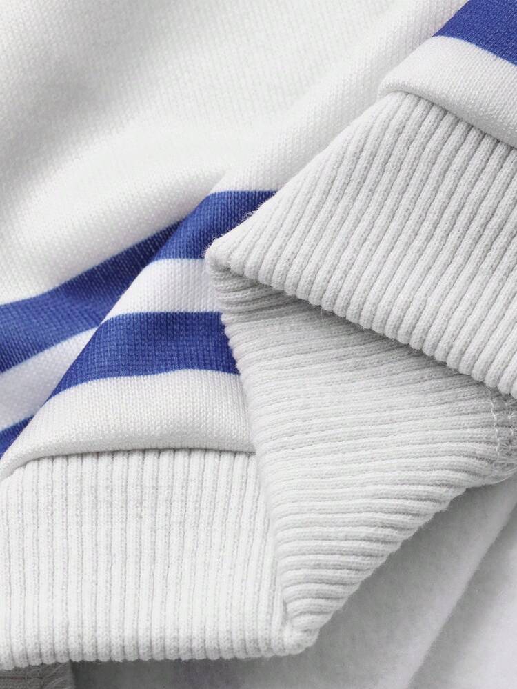 Toddler Girls' Round Neck Striped Loose Fit Long Sleeve Sweatshirt, Korean Style, Autumn/Winter