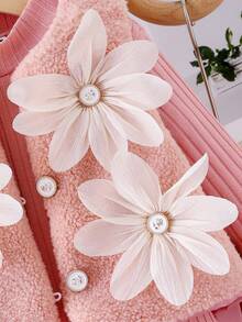 3pcs Baby Girls Pink Fluffy 3D Flower Vest Jacket, Knitted Collar Long Sleeve Top, Pleated Skirt Outfit Set, Fashionable & Cute, Autumn/Winter Girls Pink Skirt Set Baby Girl Skirt Outfit Pink Outfit For Girls Girl Outfits Set Toddler Girl Outfits Pink Skirt Set With White Flower Jacket Princess Dress Toddler Girl Uniform Skirt Outfit With Jacket Baby Girl Fall  Princess  Halloween/Christmas Party Sets For  Vacation  Autumn And Winter