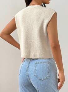 Almamuse New Summer French Elegant Design Lightweight Knit Vest Sweater For Women - Apricot - View 2