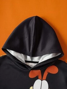 GARFIELD | SHEIN Tween Boy Cute Halloween Cartoon Graphic Long Sleeve Hooded Sweatshirt - Orange - View 7