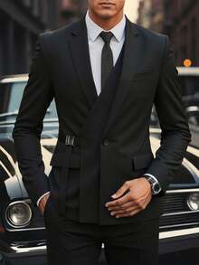 Manfinity Mode 男士修身交叉裹身长袖商务西装外套
