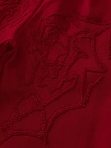 PAVTROS Manfinity Streetrush Men's Street-Style Popular INS Matching Spider Web & Heart Embroidered Sweatpants, Loose Fit, Pink, Ideal Gift For Boyfriend/Husband, Anniversary - Burgundy - View 2