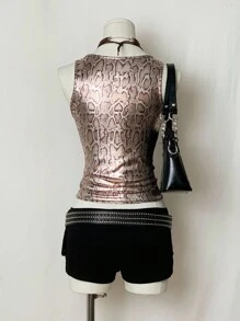 EgrlEra Women's Retro Leopard Print Square Neck Tank Top - Multicolor - View 2