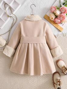 Emery Rose Kids Emery Rose Kids Young Girls Winter Clothes Fashionable Faux Fur Collar Belted Mid-Length Coat, Warm Jacket, Autumn/Winter Outerwear Girls Winter Coat Girls Dress Coat Toddler Girl Coat Baby Girl Coat Girls Faux Fur Coat Baby Girl Winter Coat Winter Clothing Winter Outwear Halloween S Fall