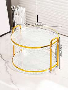 SHEIN 1 件钻石纹理双层/单层托盘带手柄，现代双手柄托盘，适用于家庭 - 無色 - 查看 8