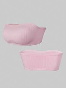 5pcs/Set Girls' Ribbed Minimalist Sweet Basic Crop Top Bralette Underwear Cute Tube Tops Ribbed Tube Top Fall Winter - Multicolor - View 4