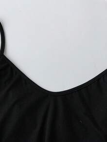 Flirla Conjunto de 2 piezas de talla grande con top asimétrico acanalado + vestido con tirantes finos, plisado y abertura en contraste de color, para otoño/invierno - Multicolor - Ver 3
